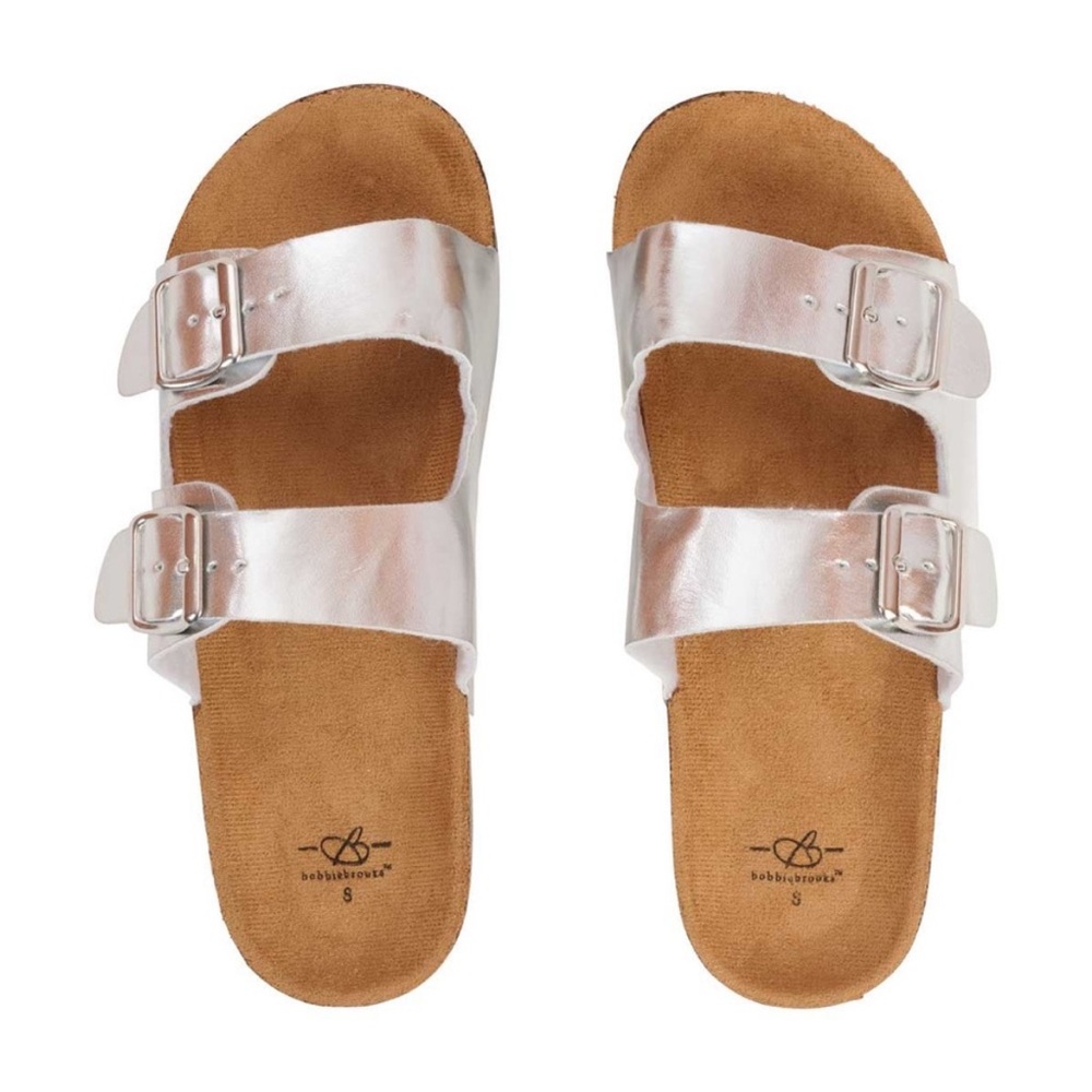 NWT Silver Double Strap Sandals Size 6